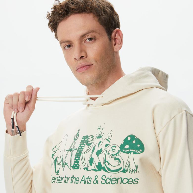 Market Smiley Art Erkek Krem Hoodie