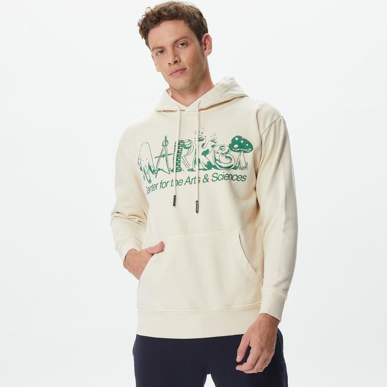 Market Smiley Art Erkek Krem Hoodie