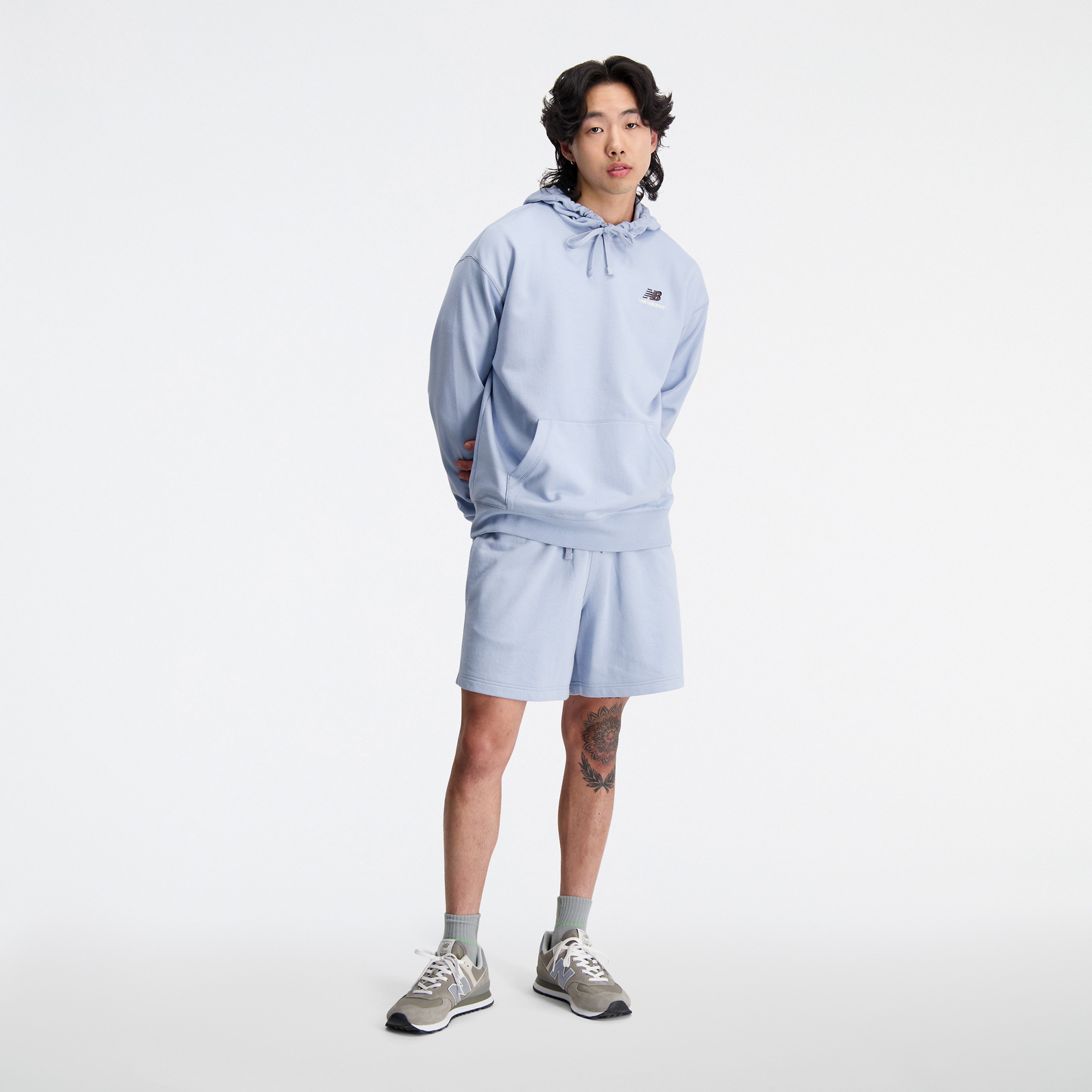 New Balance Uni-ssentials French Terry  Erkek Mavi Hoodie