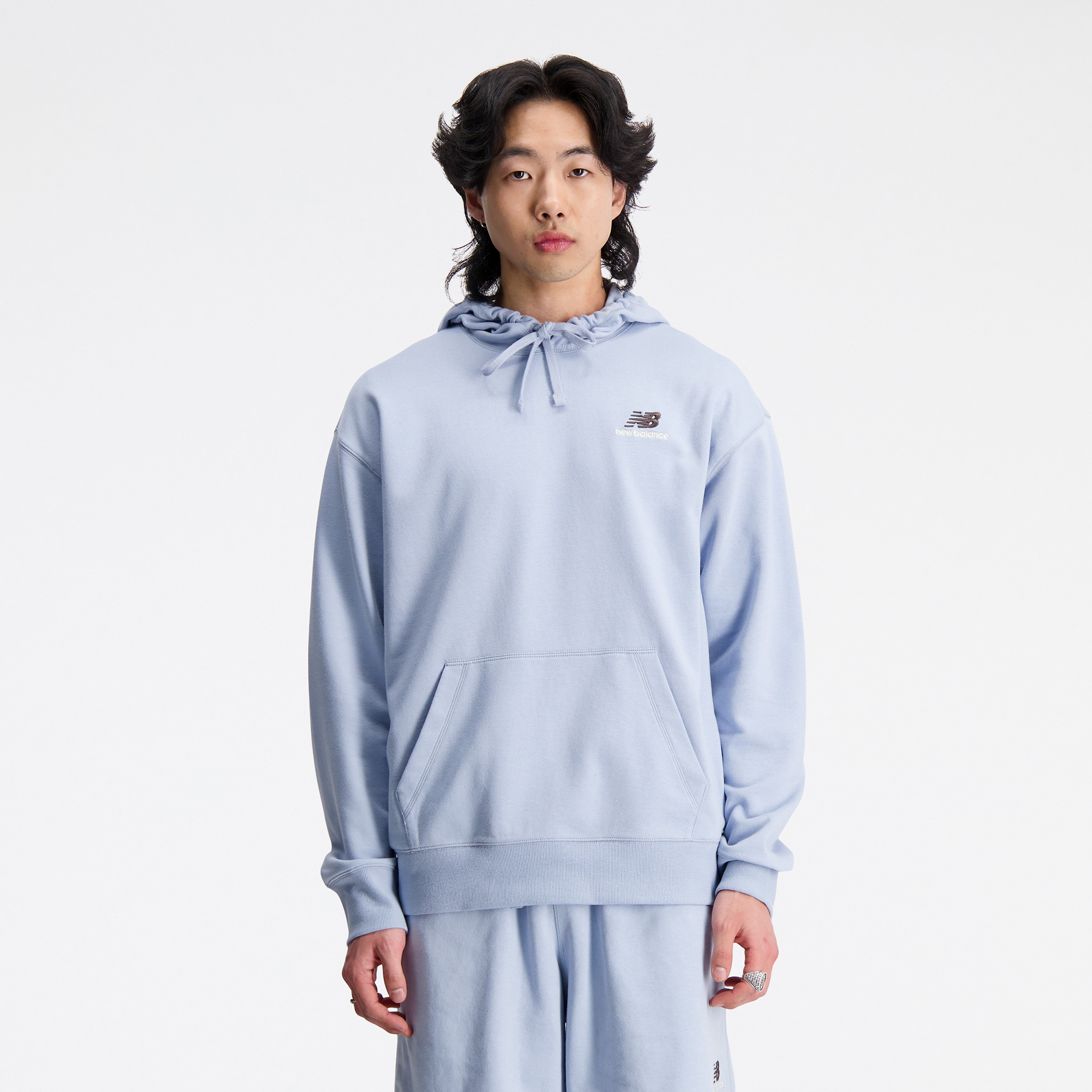 New Balance Uni-ssentials French Terry  Erkek Mavi Hoodie