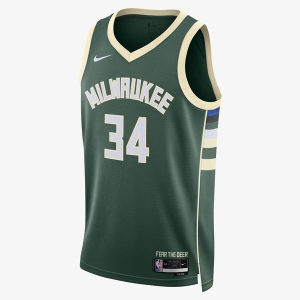 Nike Milwaukee Bucks Icon Erkek Yeşil Basketbol Forması
