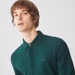 Erkek Regular Fit Uzun Kollu Koyu Yeşil Paris Polo