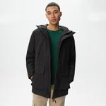 Erkek Kapüşonlu Siyah Mont