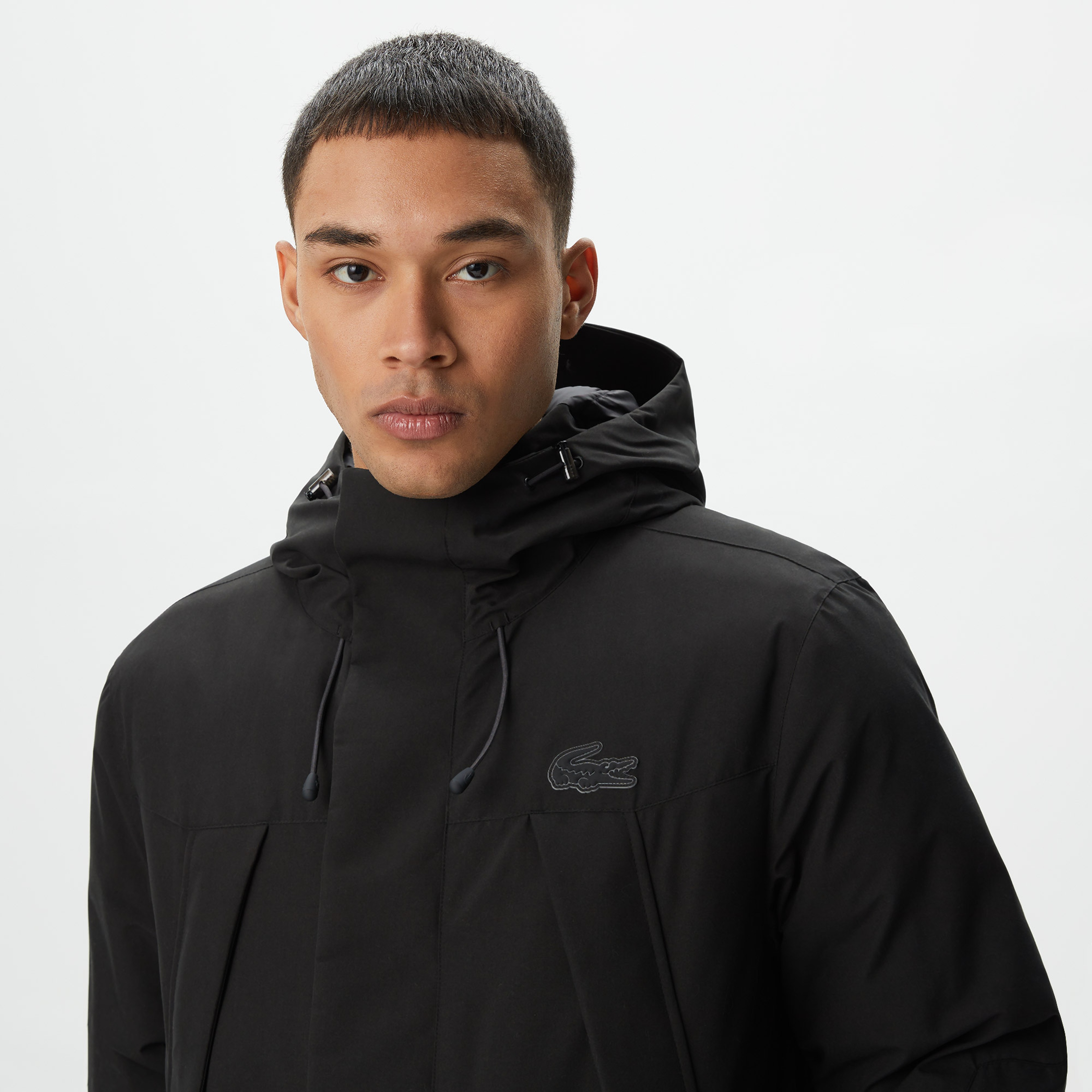 Erkek Kapüşonlu Siyah Mont