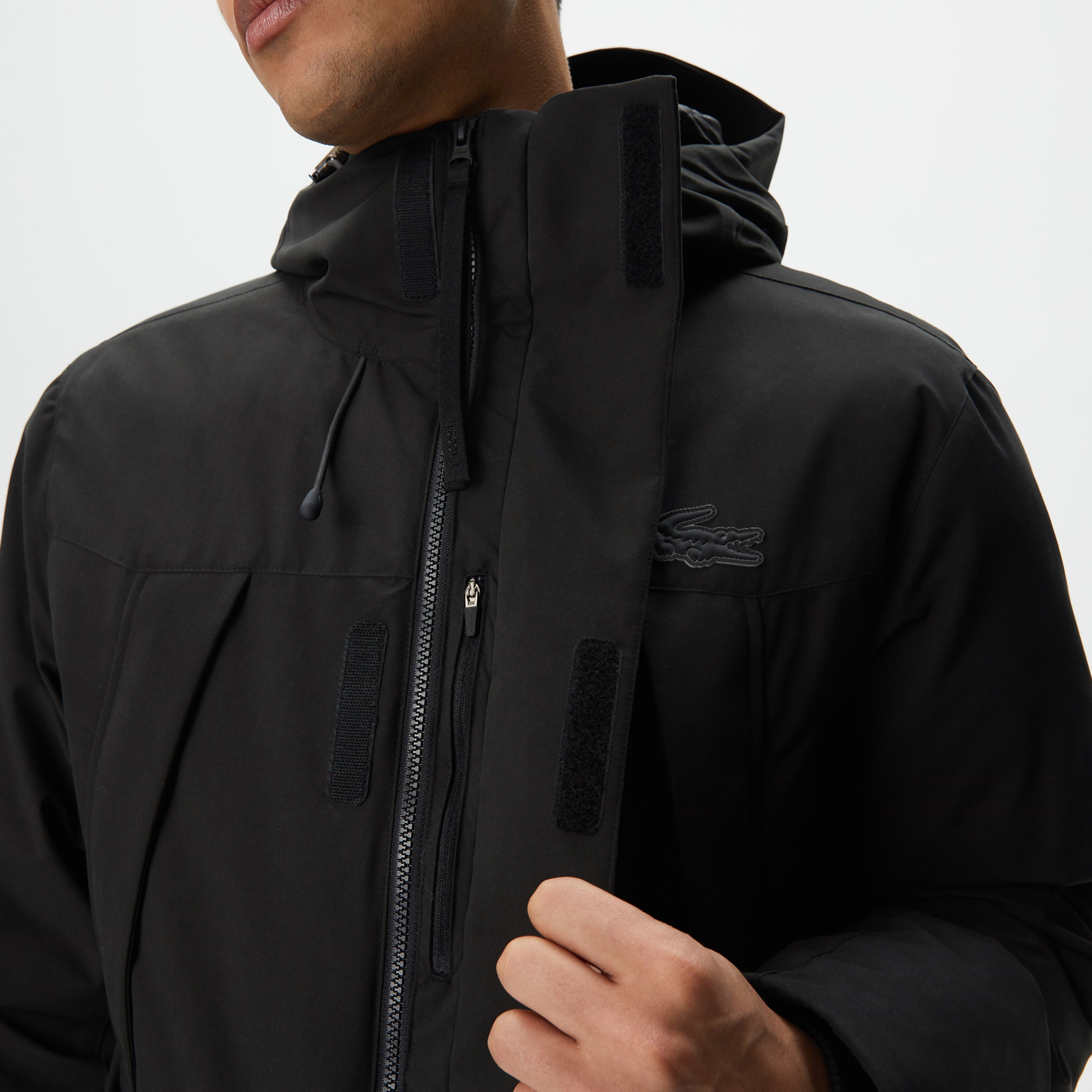 Erkek Kapüşonlu Siyah Mont