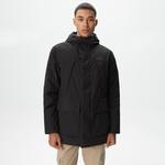 Erkek Kapüşonlu Siyah Mont