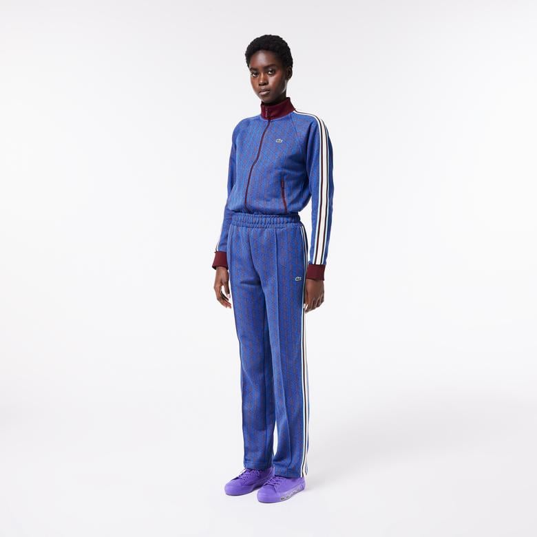 Kadın Straight Fit Monogram Mavi Eşofman Altı