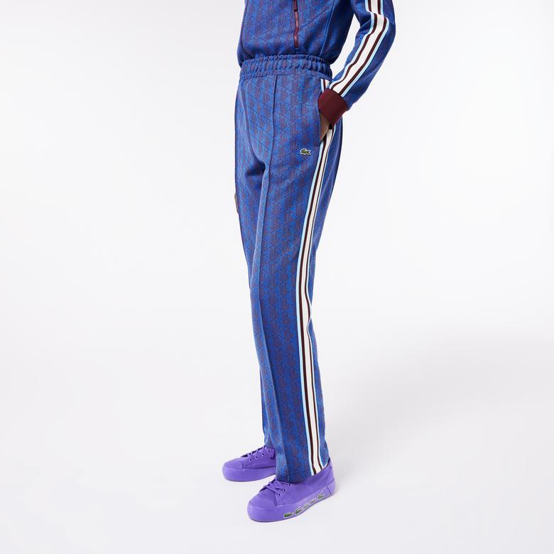 Kadın Straight Fit Monogram Mavi Eşofman Altı