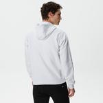 Erkek Relaxed Fit Kapüşonlu Baskılı Beyaz Sweatshirt