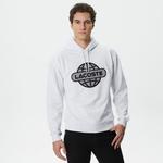 Erkek Relaxed Fit Kapüşonlu Baskılı Beyaz Sweatshirt