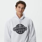 Erkek Relaxed Fit Kapüşonlu Baskılı Beyaz Sweatshirt