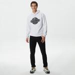 Erkek Relaxed Fit Kapüşonlu Baskılı Beyaz Sweatshirt