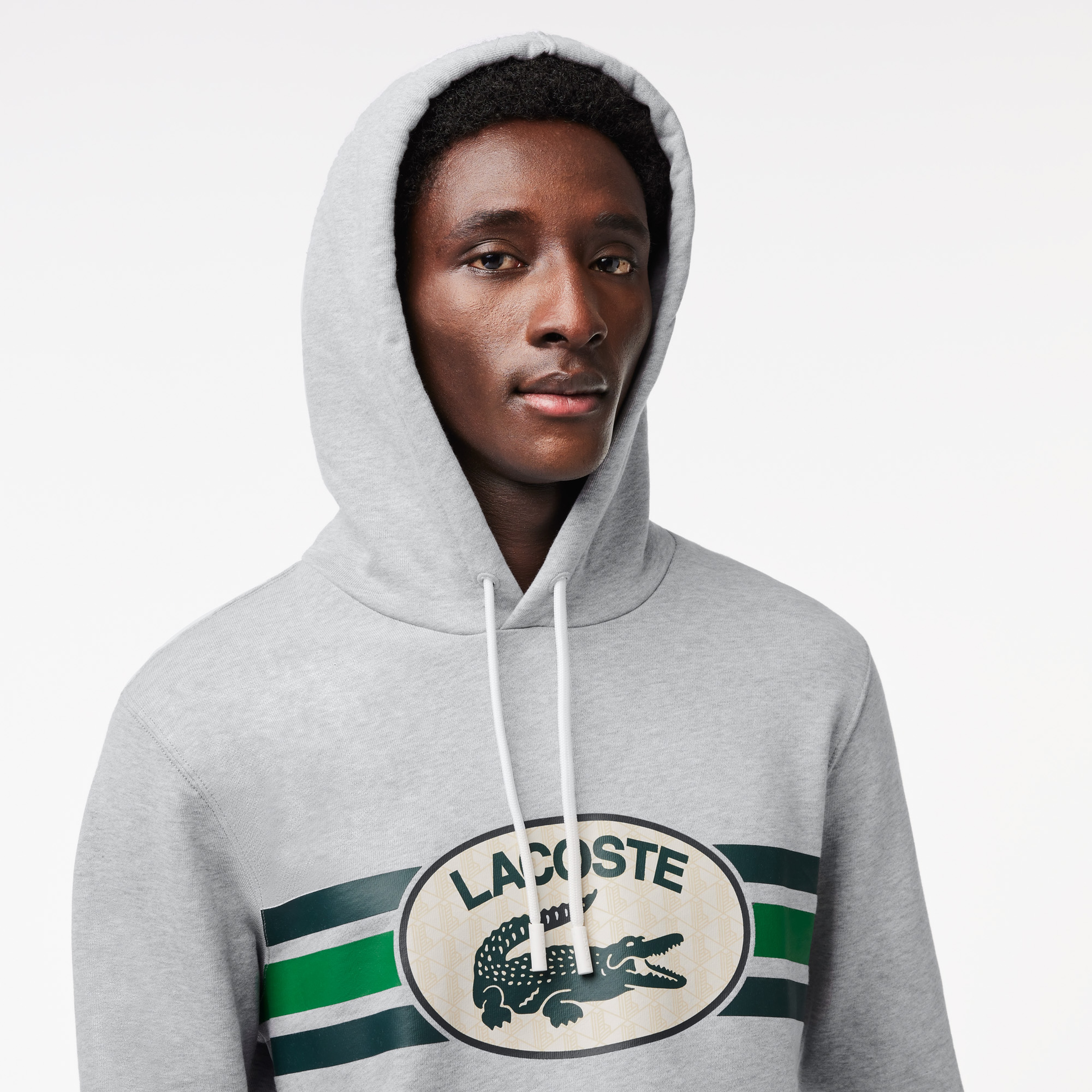 Erkek Classic Fit Kapüşonlu Baskılı Gri Sweatshirt