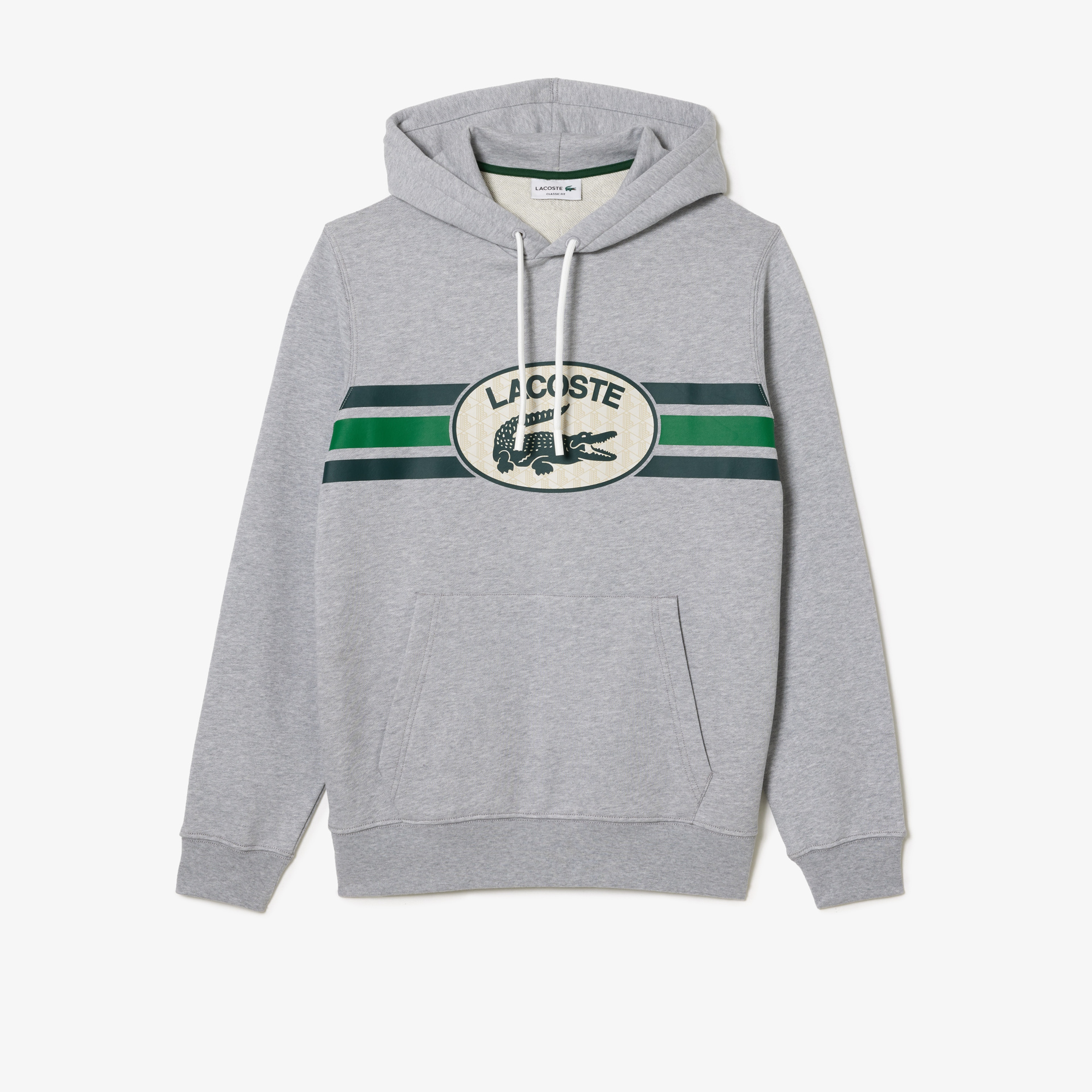 Erkek Classic Fit Kapüşonlu Baskılı Gri Sweatshirt