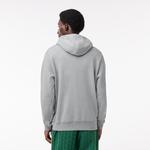 Erkek Classic Fit Kapüşonlu Baskılı Gri Sweatshirt