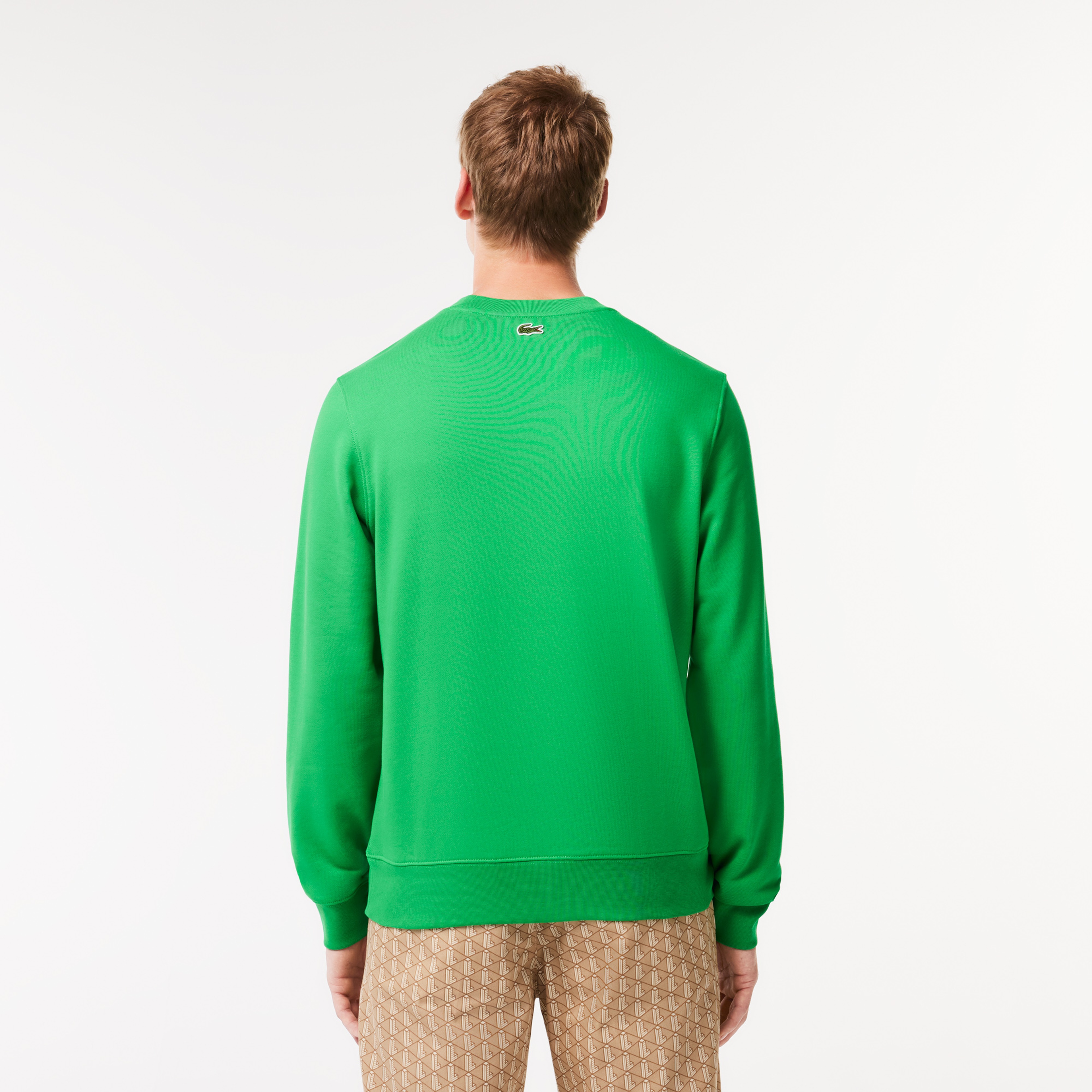 Erkek Classic Fit Bisiklet Yaka Baskılı Yeşil Sweatshirt