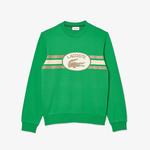 Erkek Classic Fit Bisiklet Yaka Baskılı Yeşil Sweatshirt