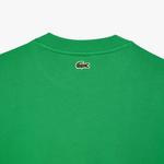 Erkek Classic Fit Bisiklet Yaka Baskılı Yeşil Sweatshirt