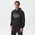 Erkek Relaxed Fit Kapüşonlu Baskılı Gri Sweatshirt