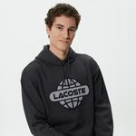 Erkek Relaxed Fit Kapüşonlu Baskılı Gri Sweatshirt