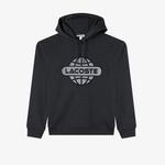 Erkek Relaxed Fit Kapüşonlu Baskılı Gri Sweatshirt