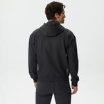 Erkek Relaxed Fit Kapüşonlu Baskılı Gri Sweatshirt