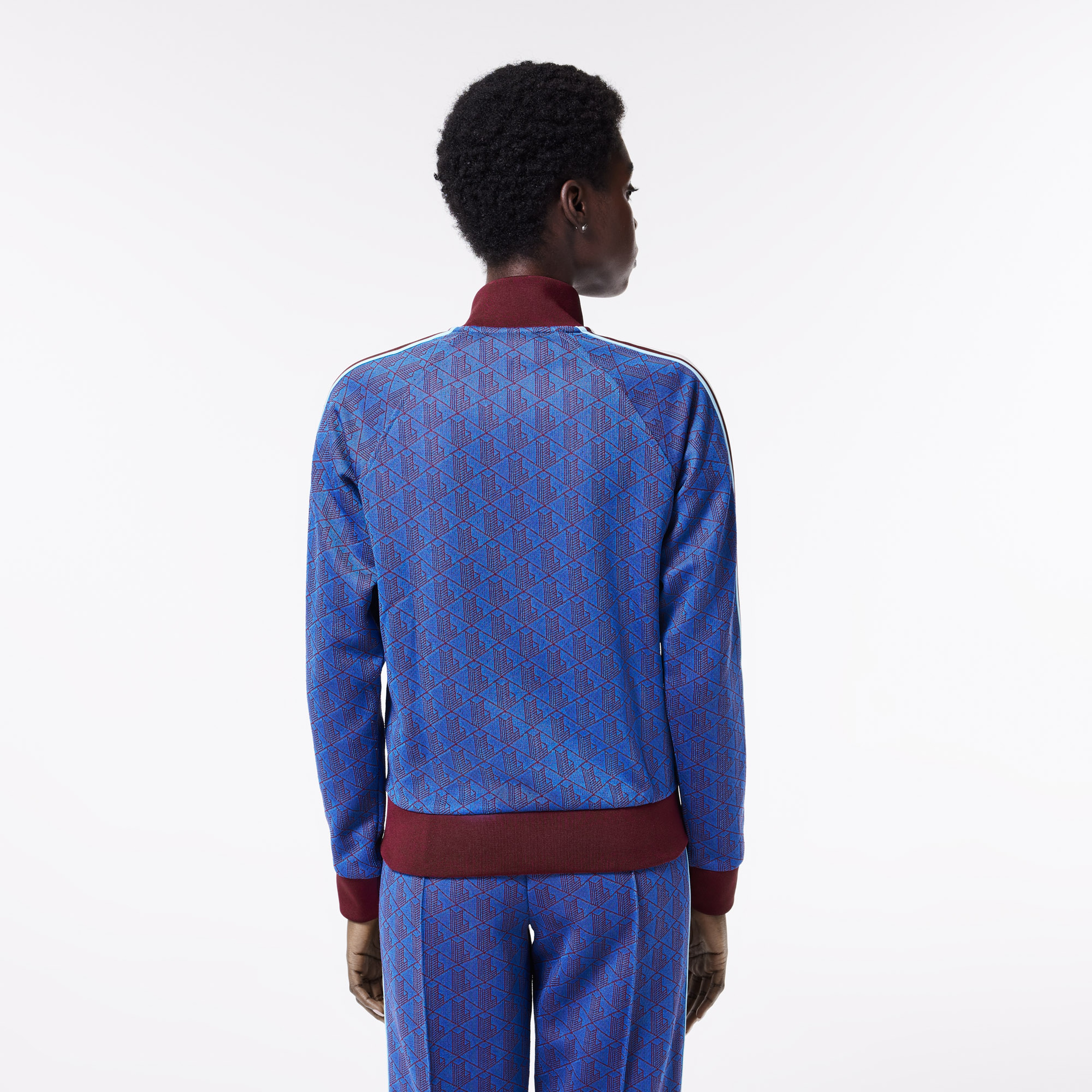 Kadın Regular Fit Fermuarlı Monogram Mavi Sweatshirt