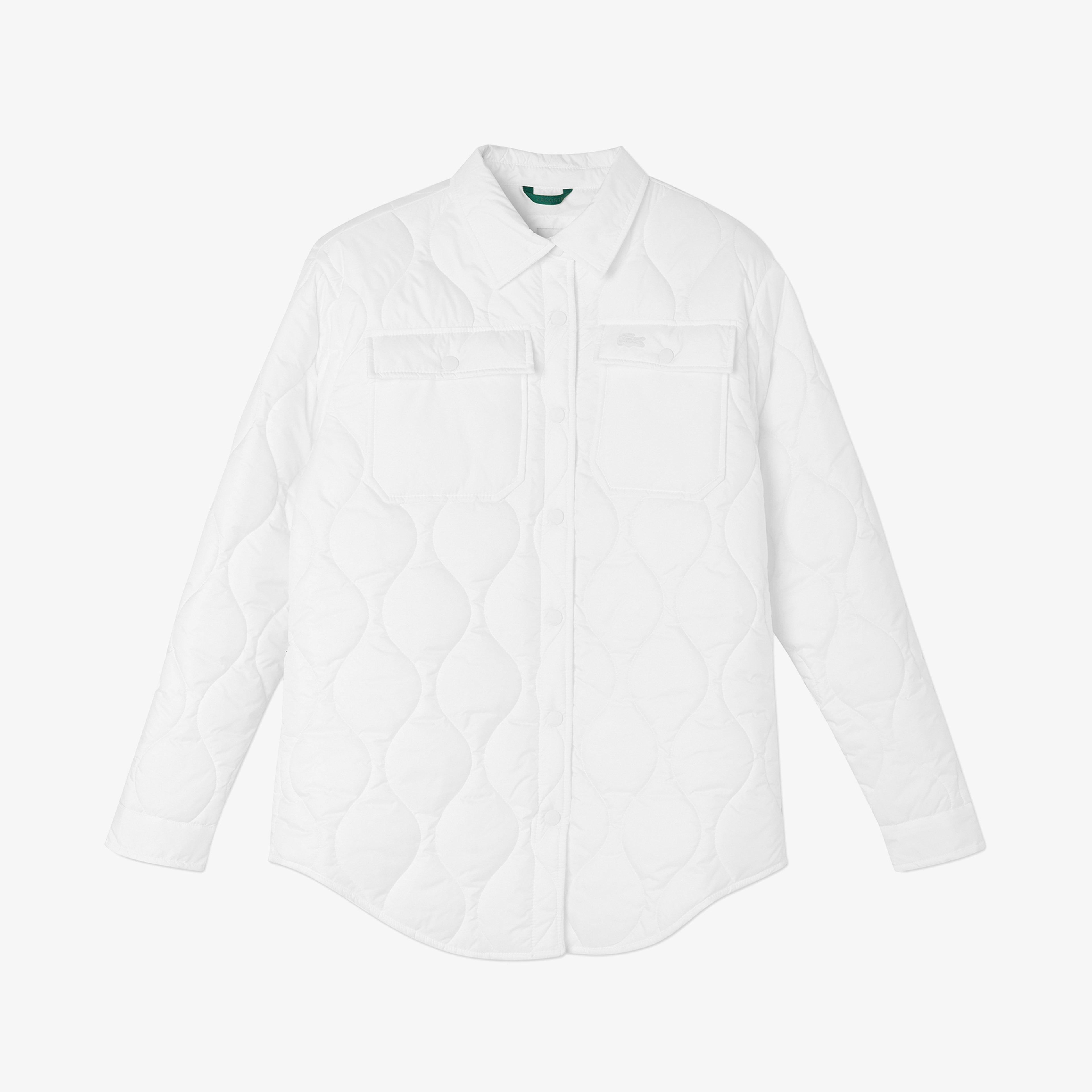 Kadın Polo Yaka Kapitone Beyaz Ceket