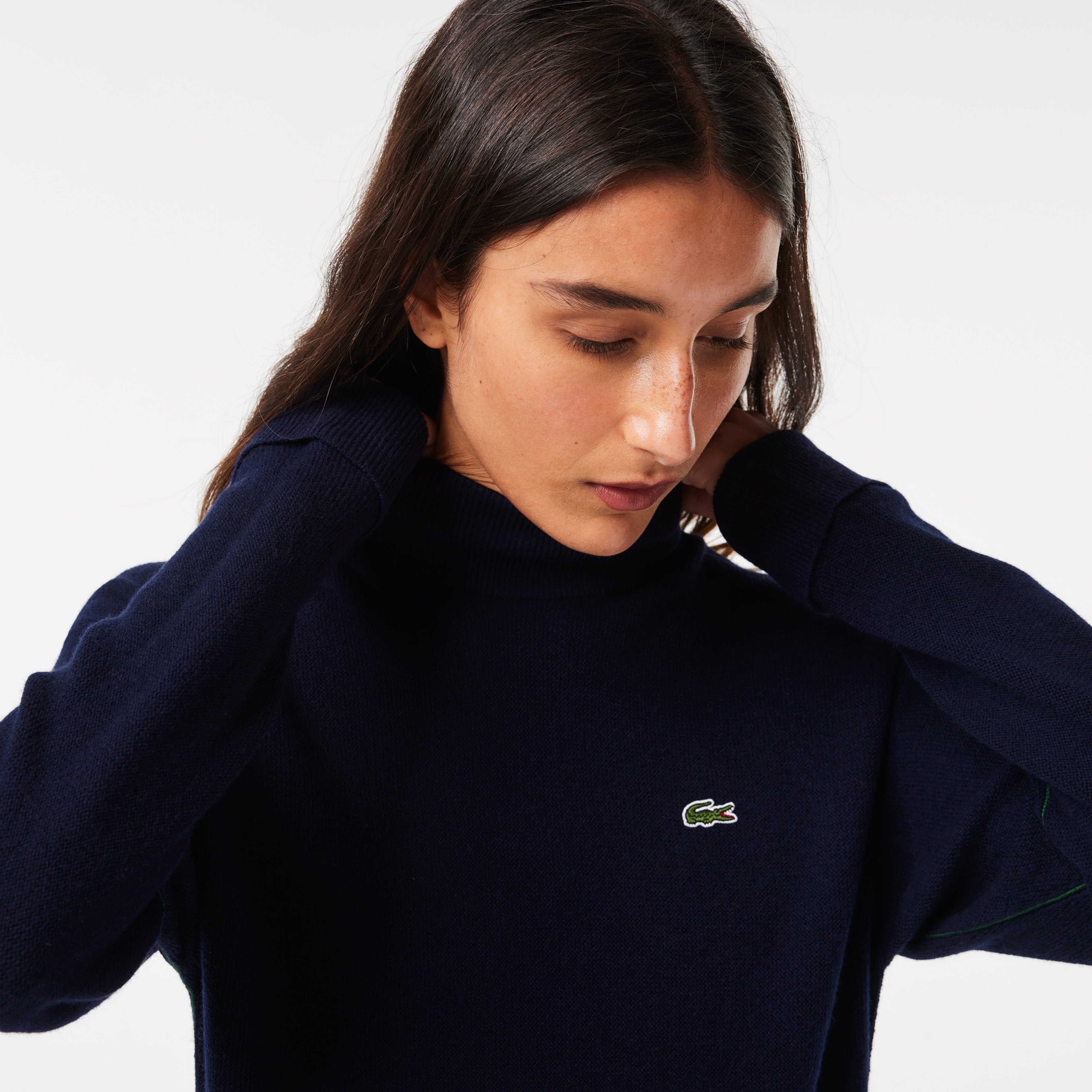 Kaşmir Kadın Dik Yaka Lacivert Kazak