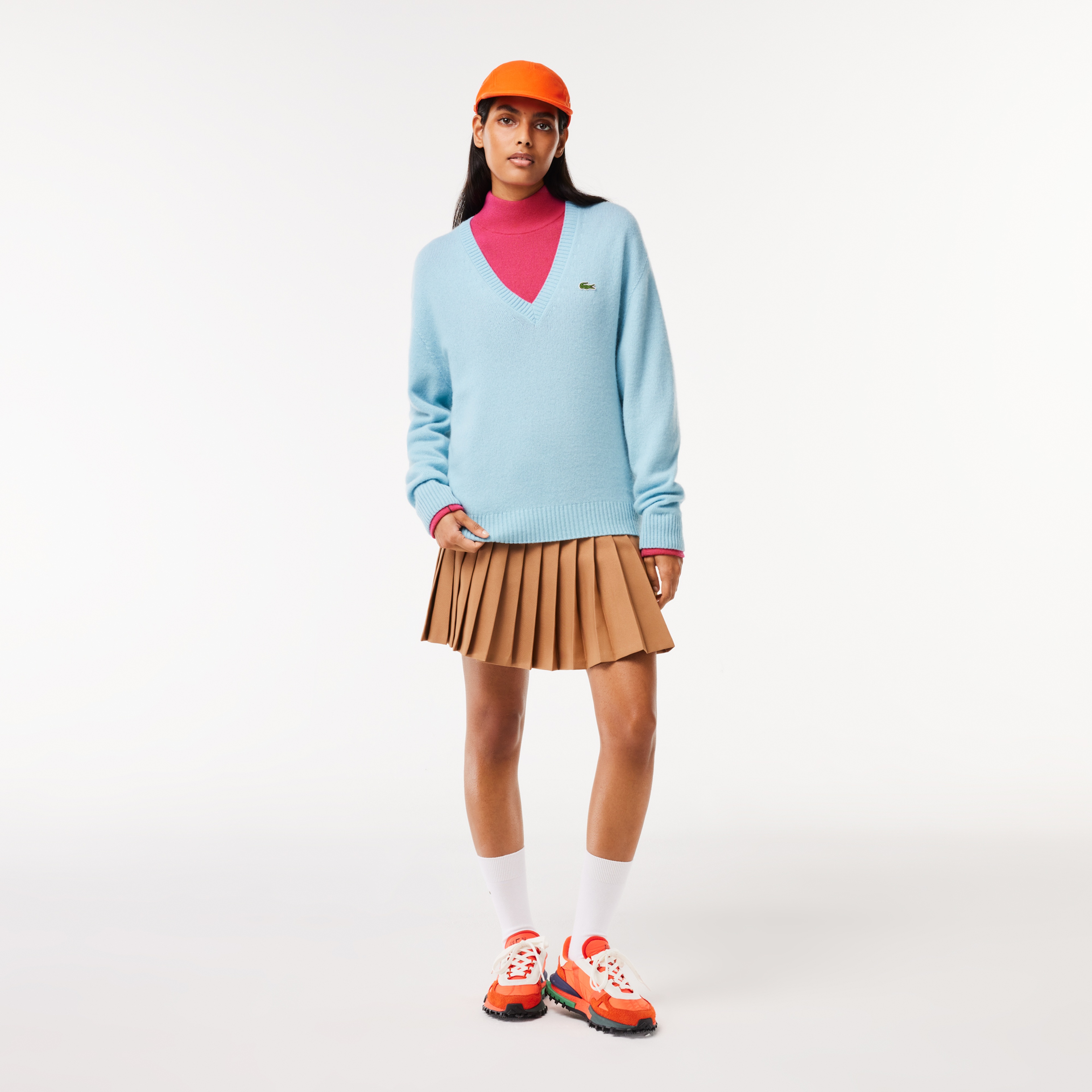 Kaşmir Kadın Dik Yaka Pembe Kazak