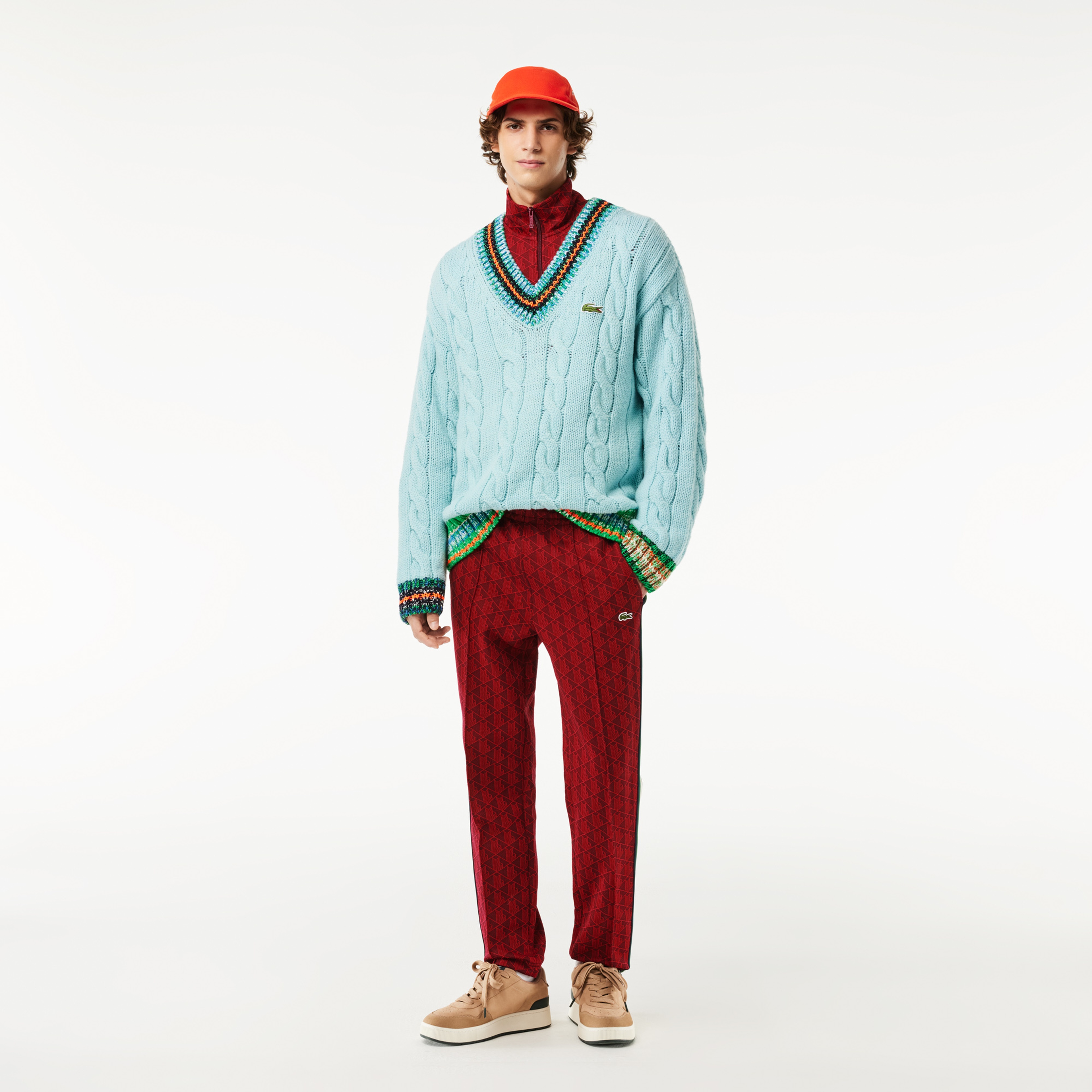 Erkek Regular Fit Monogram Kırmızı Eşofman Altı