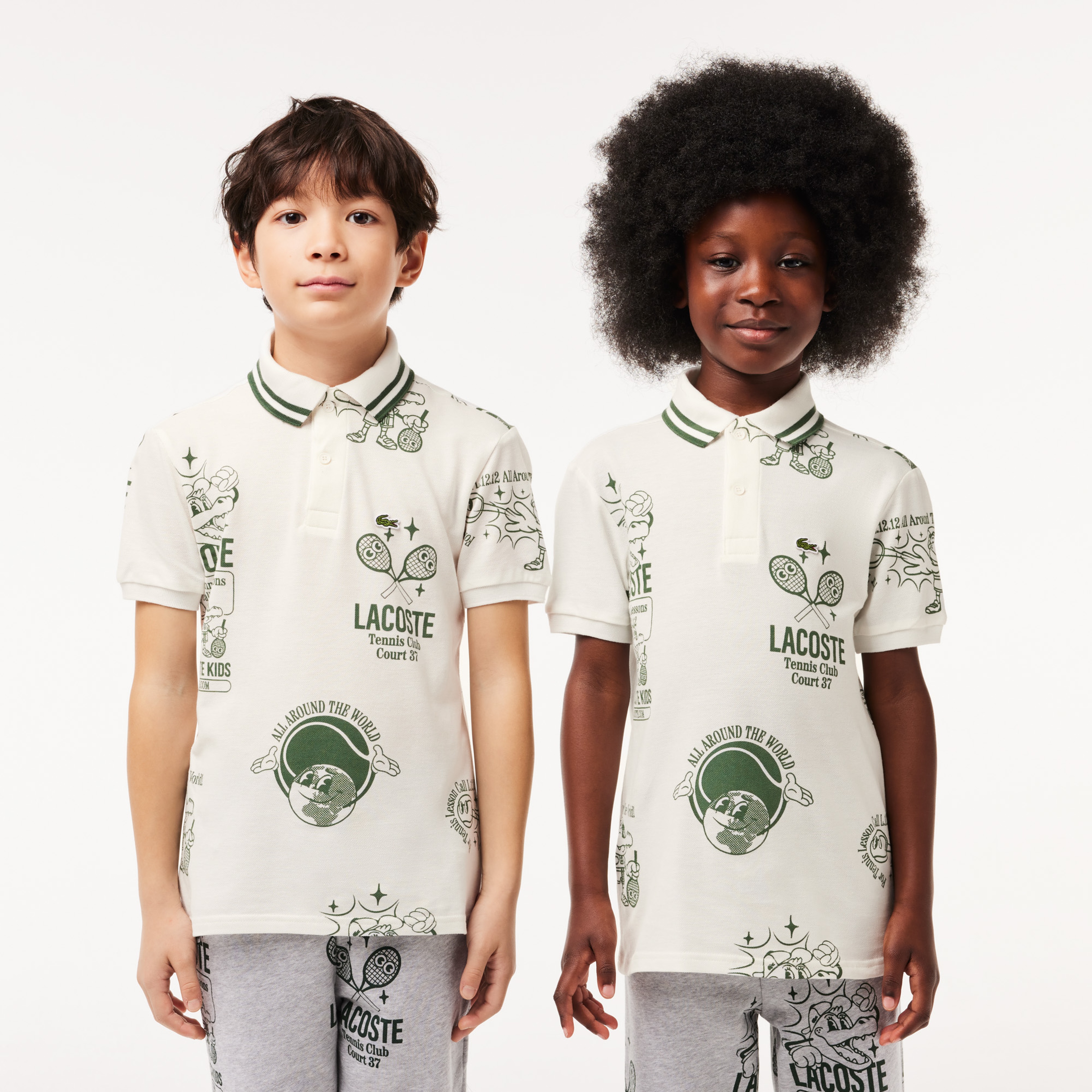 Çocuk Desenli Beyaz Polo