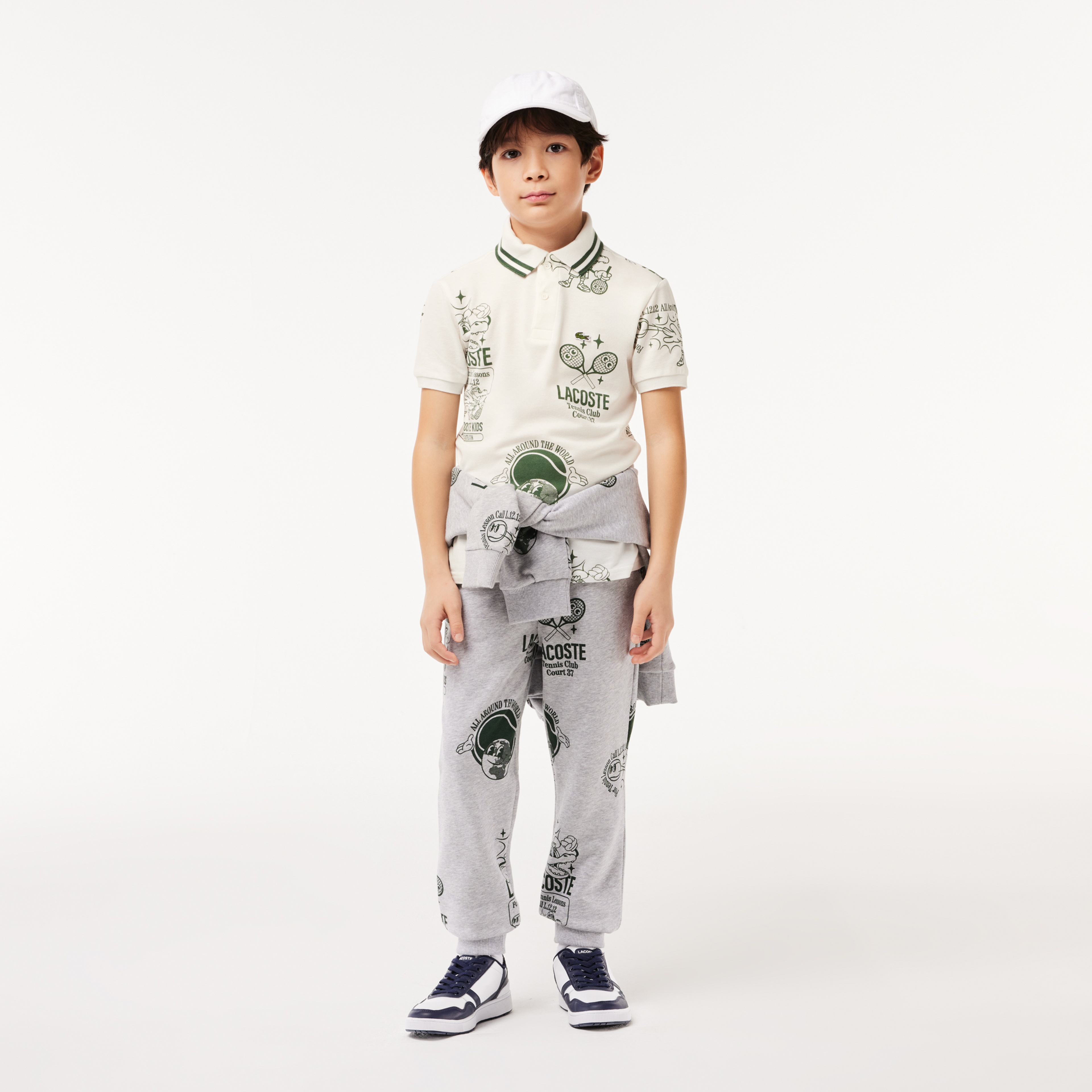 Çocuk Desenli Beyaz Polo