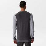 Erkek Regular Fit Uzun Kollu Bisiklet Yaka Renk Bloklu Koyu Gri Triko