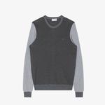 Erkek Regular Fit Uzun Kollu Bisiklet Yaka Renk Bloklu Koyu Gri Triko