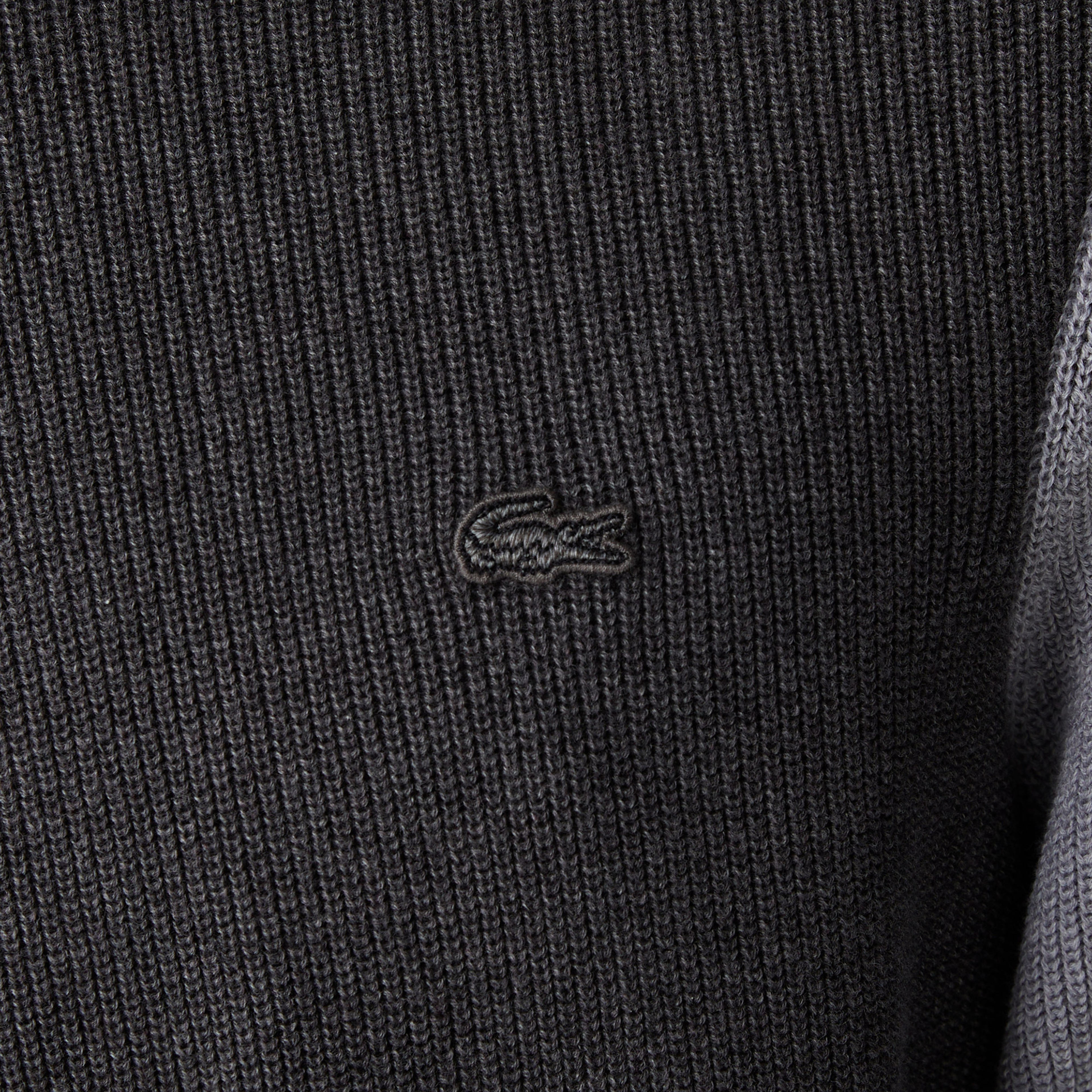 Erkek Regular Fit Uzun Kollu Bisiklet Yaka Renk Bloklu Koyu Gri Triko