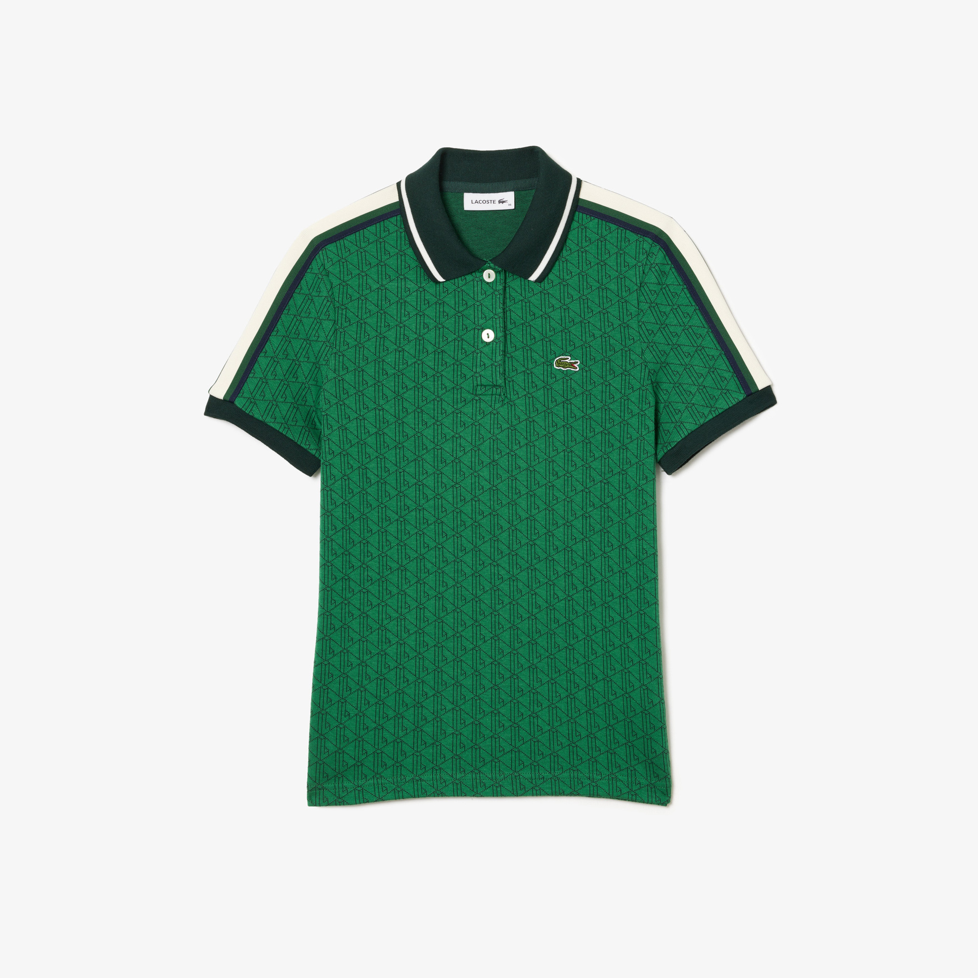 Kadın Slim Fit Monogram Yeşil Polo