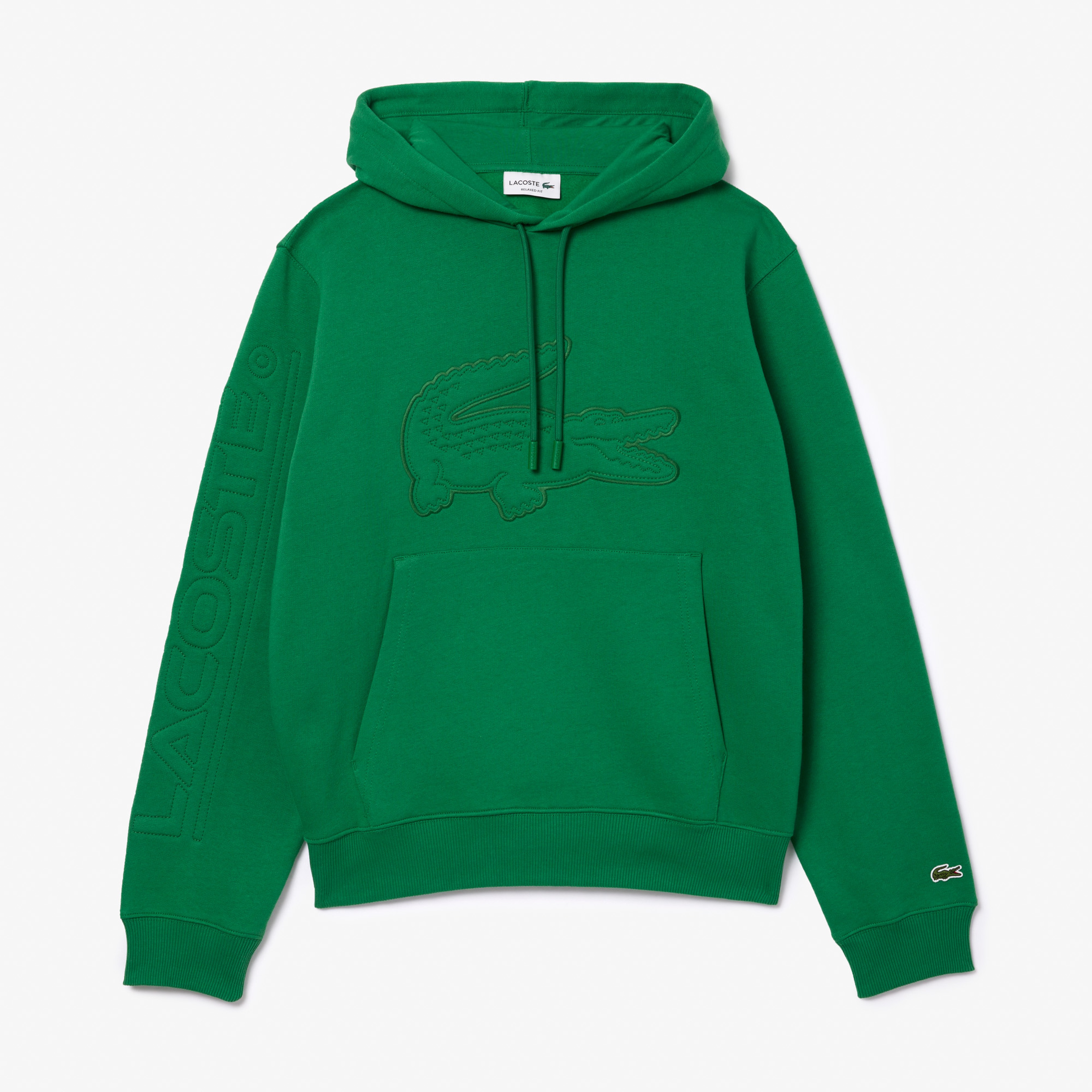 Erkek Relaxed Fit Kapüşonlu Baskılı Yeşil Sweatshirt