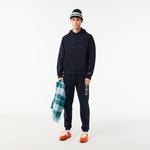 Erkek Relaxed Fit Kapüşonlu Baskılı Siyah Sweatshirt