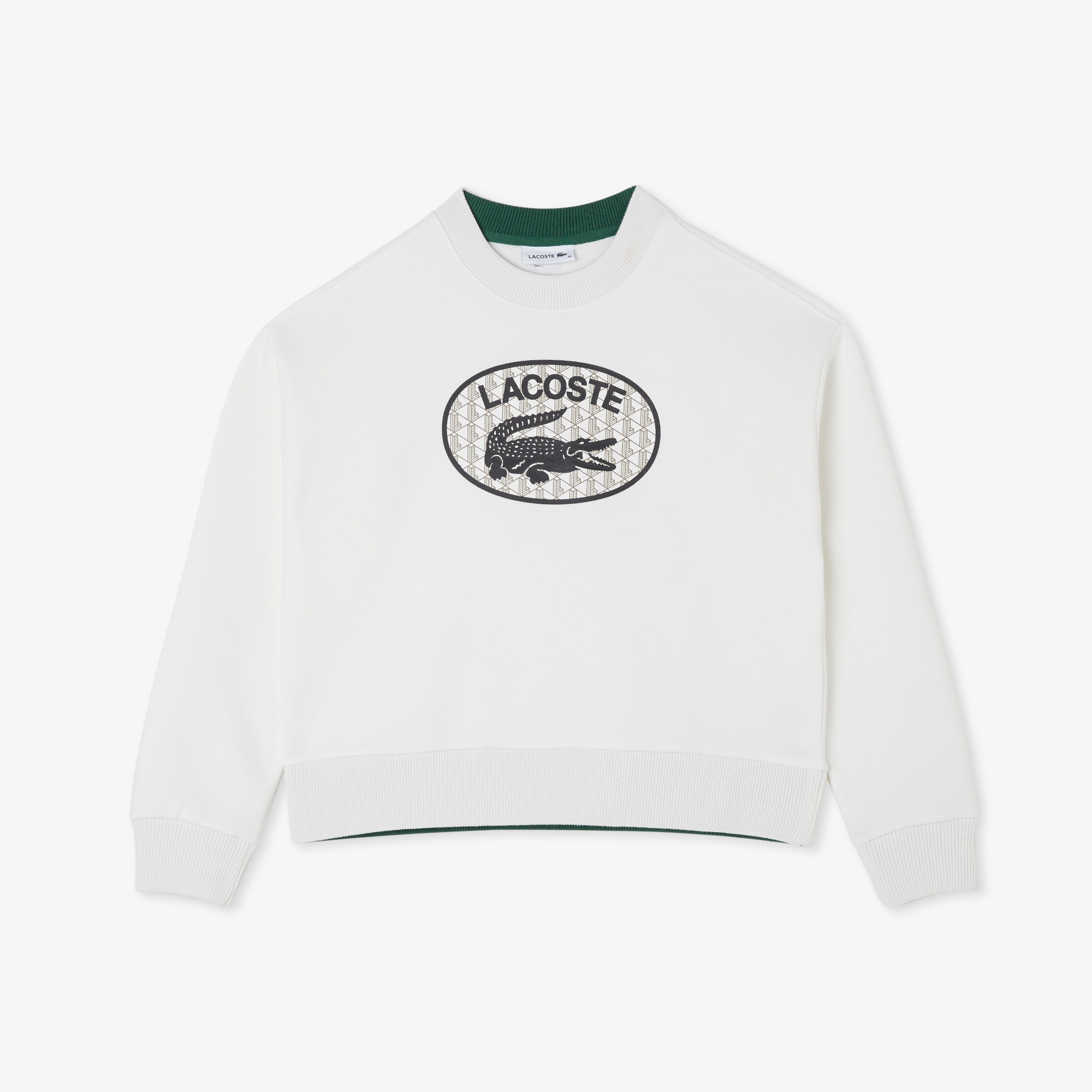 Kadın Crop Fit Bisiklet Yaka Baskılı Beyaz Sweatshirt