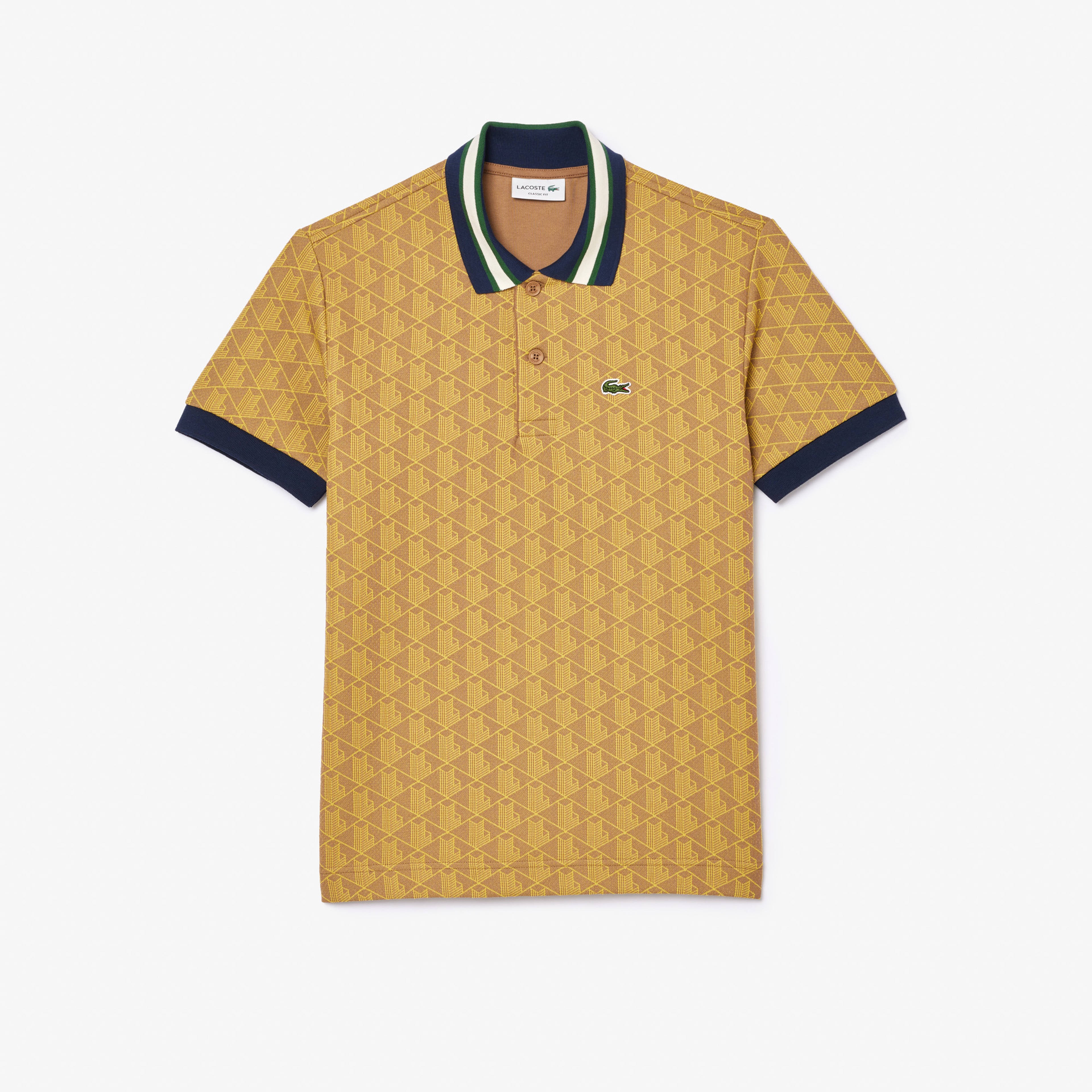 Erkek Classic Fit Monogram Kahverengi Polo