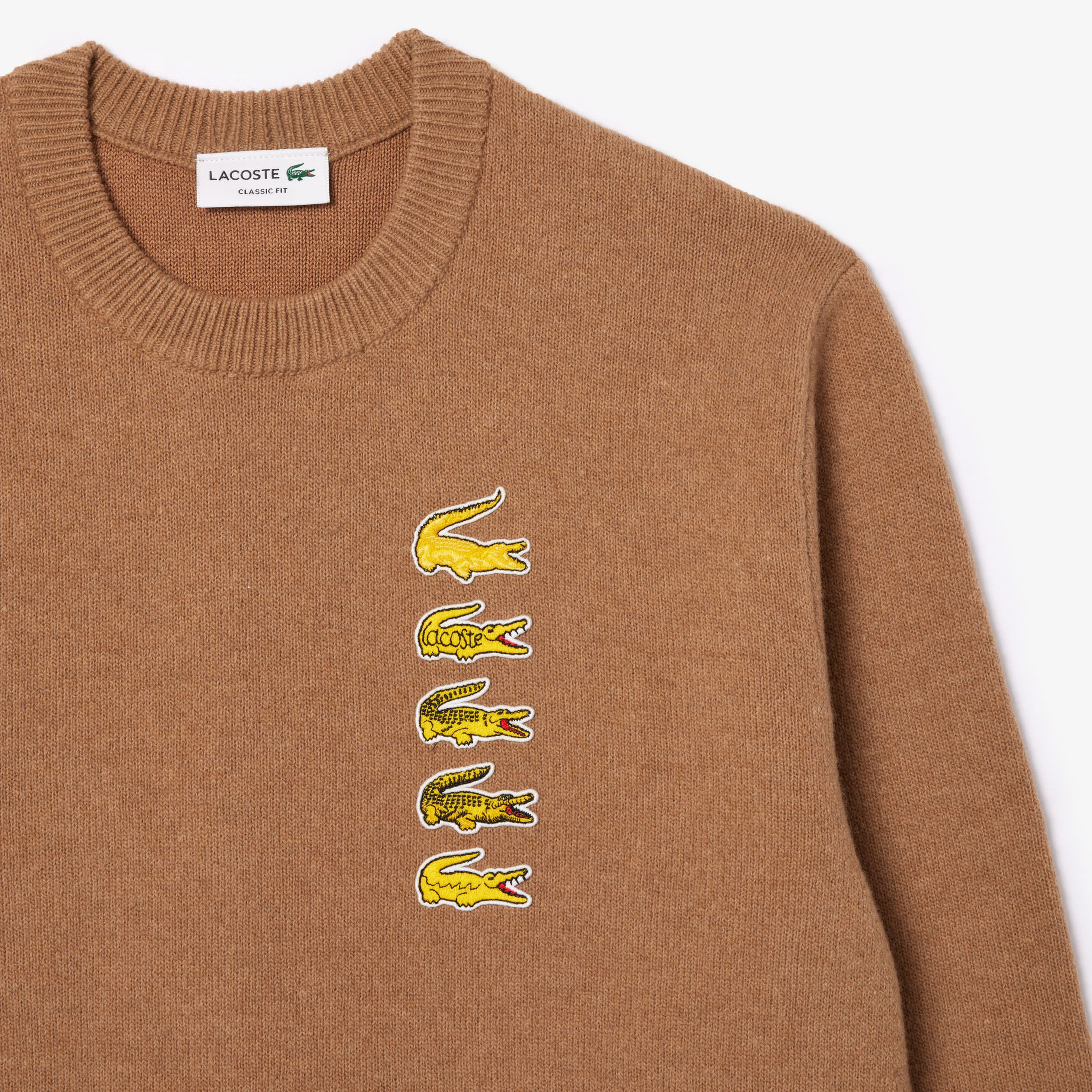 Unisex Classic Fit Bisiklet Yaka Bej Triko