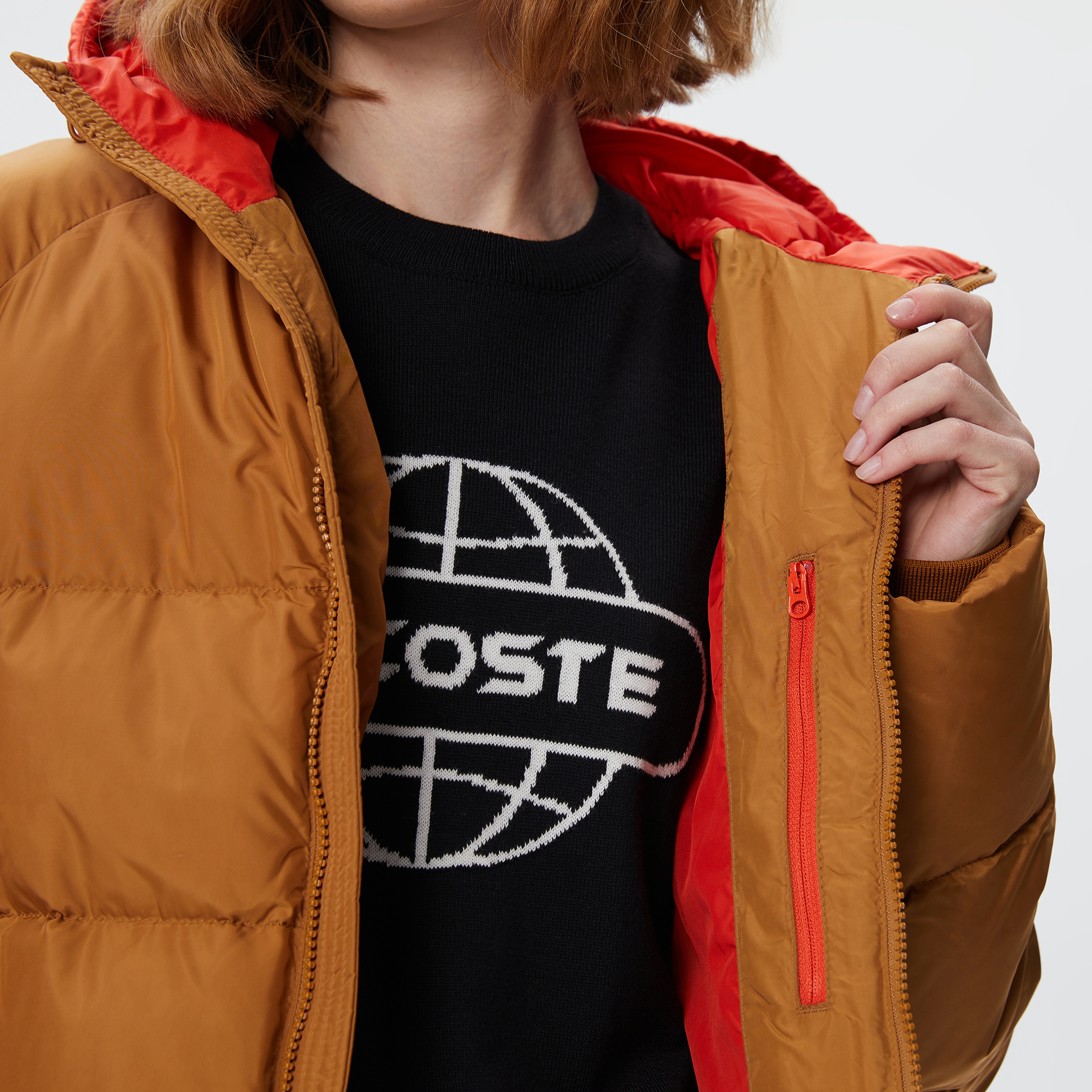 Kadın Kapüşonlu Çift Taraflı Kahverengi Mont