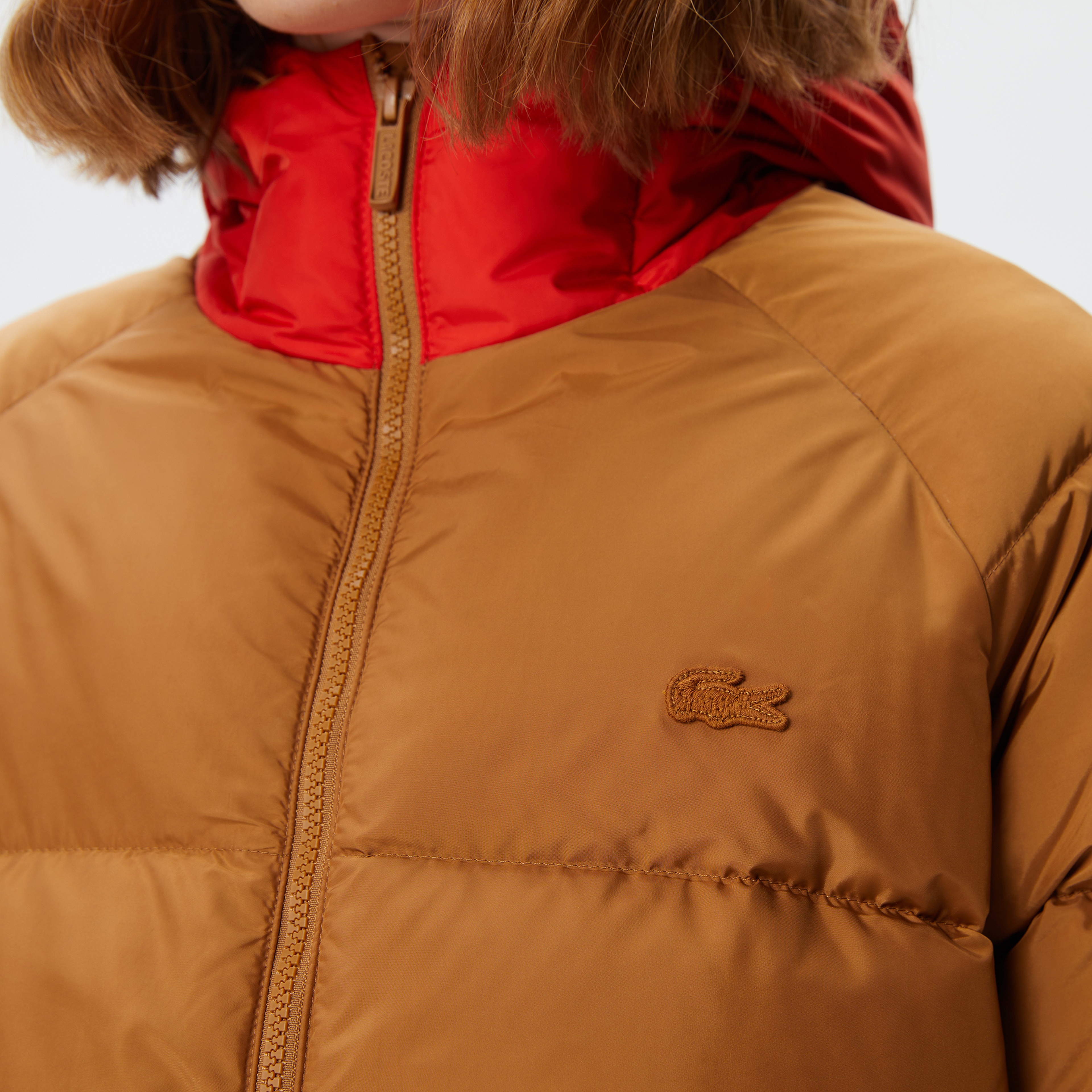 Kadın Kapüşonlu Çift Taraflı Kahverengi Mont