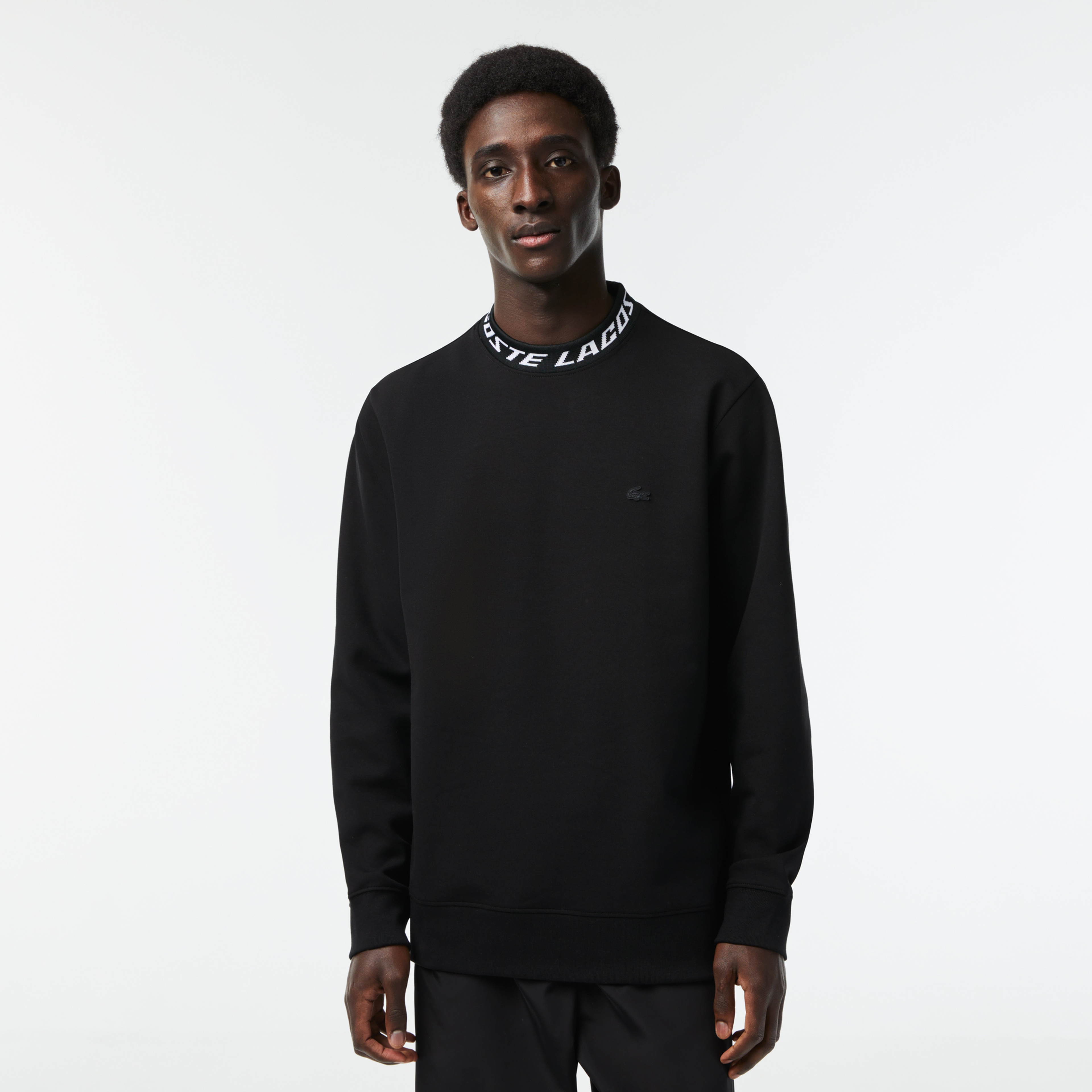 Erkek Classic Fit Bisiklet Yaka Baskılı Siyah Sweatshirt