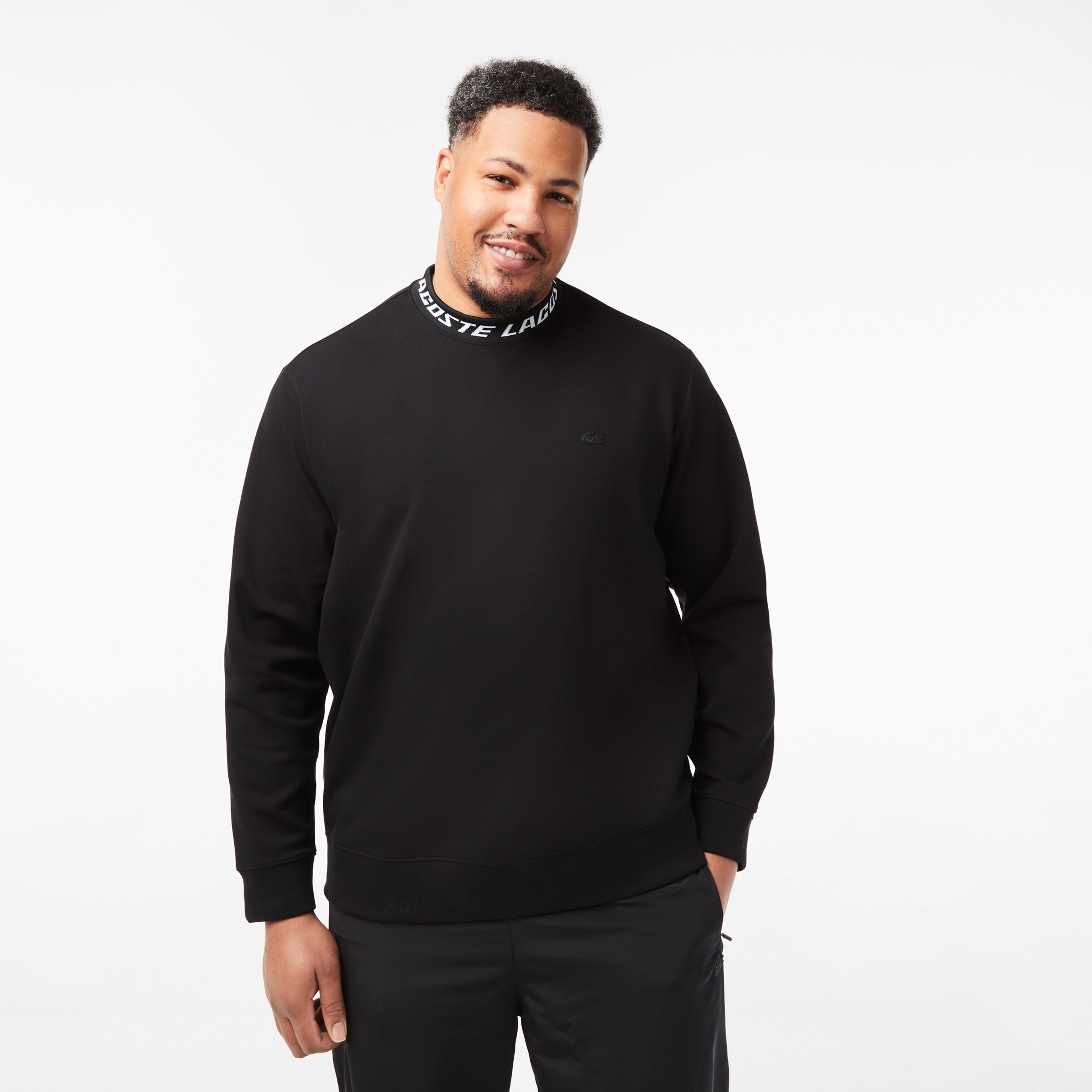 Erkek Classic Fit Bisiklet Yaka Baskılı Siyah Sweatshirt