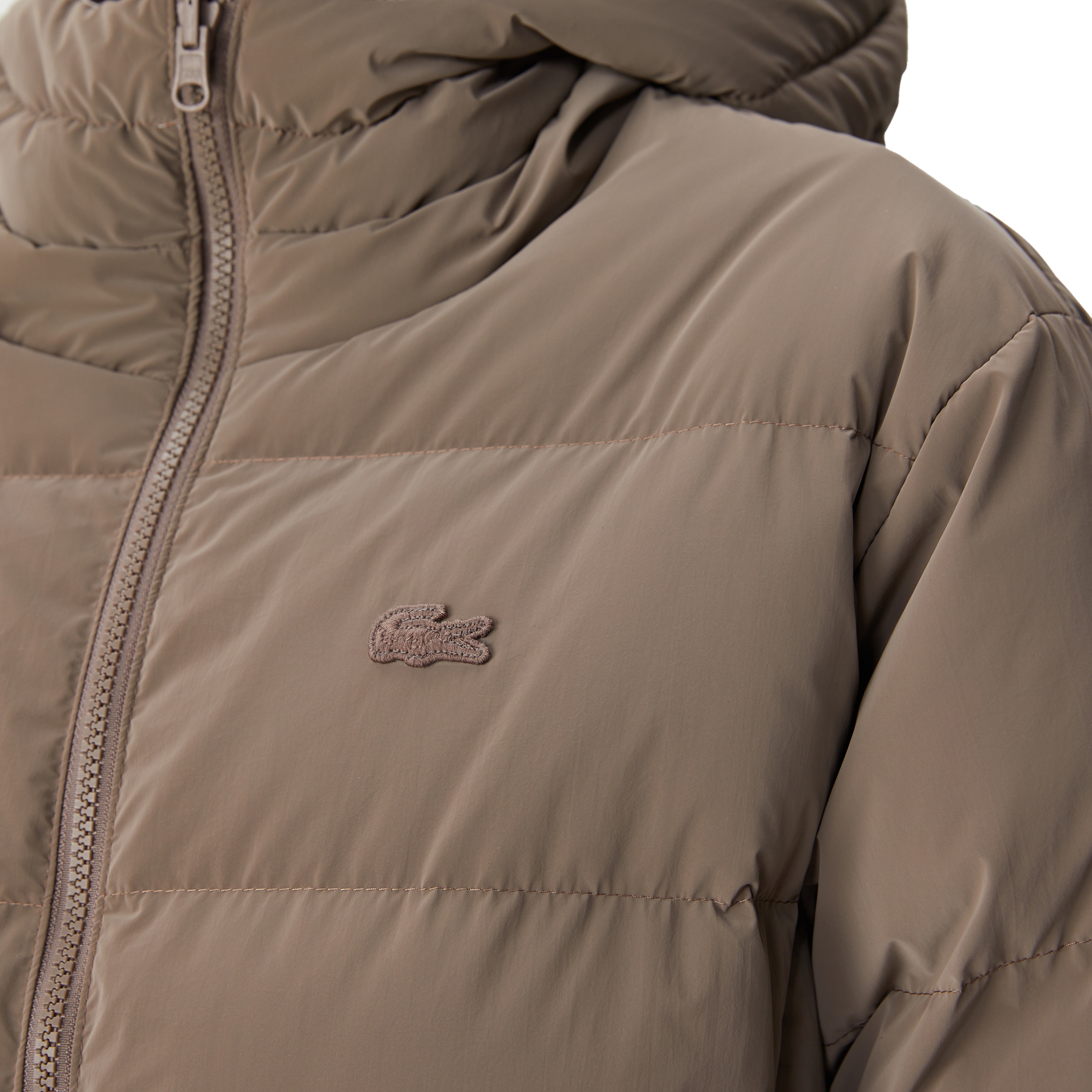 Kadın Kapüşonlu Çift Taraflı Beyaz Şişme Mont