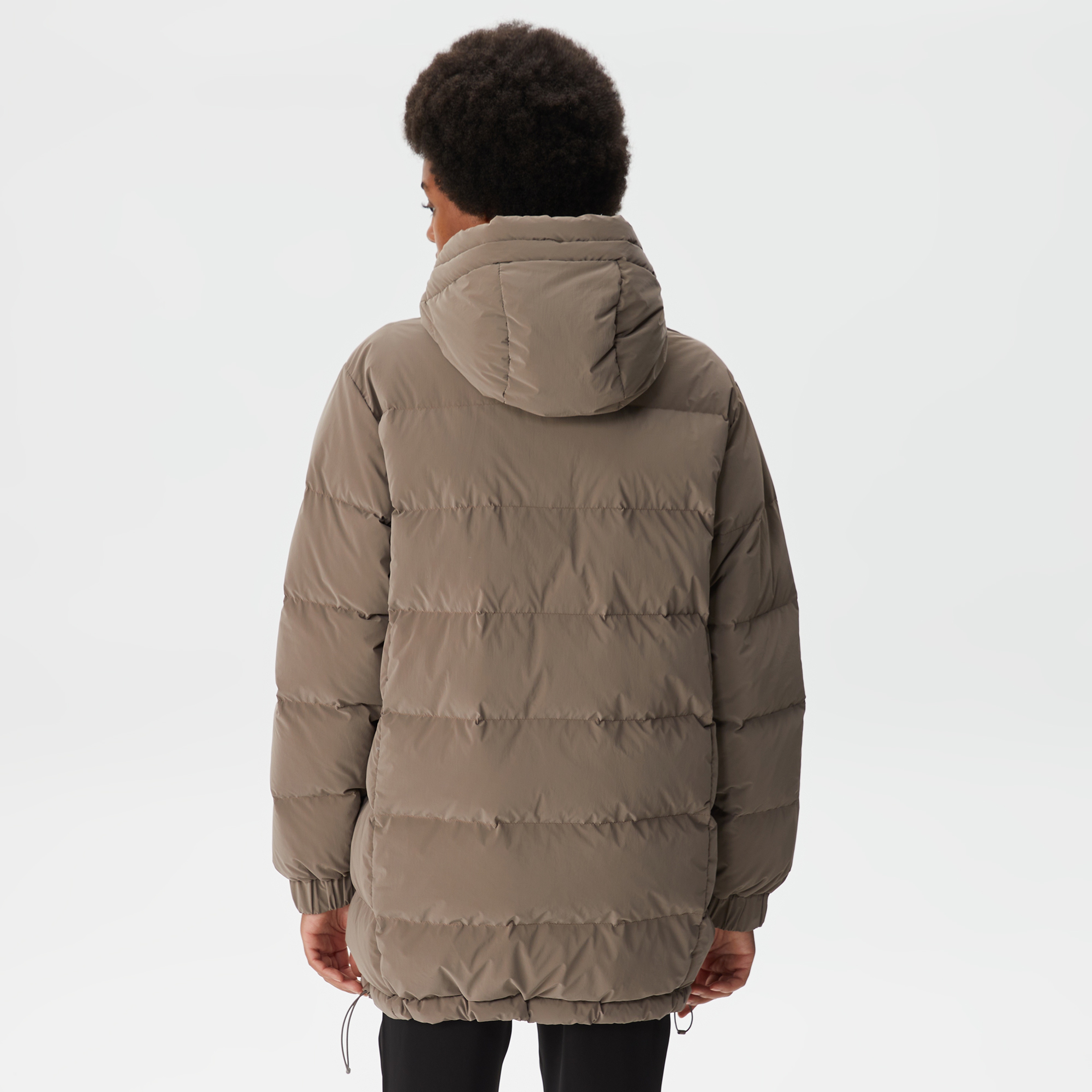 Kadın Kapüşonlu Çift Taraflı Beyaz Şişme Mont