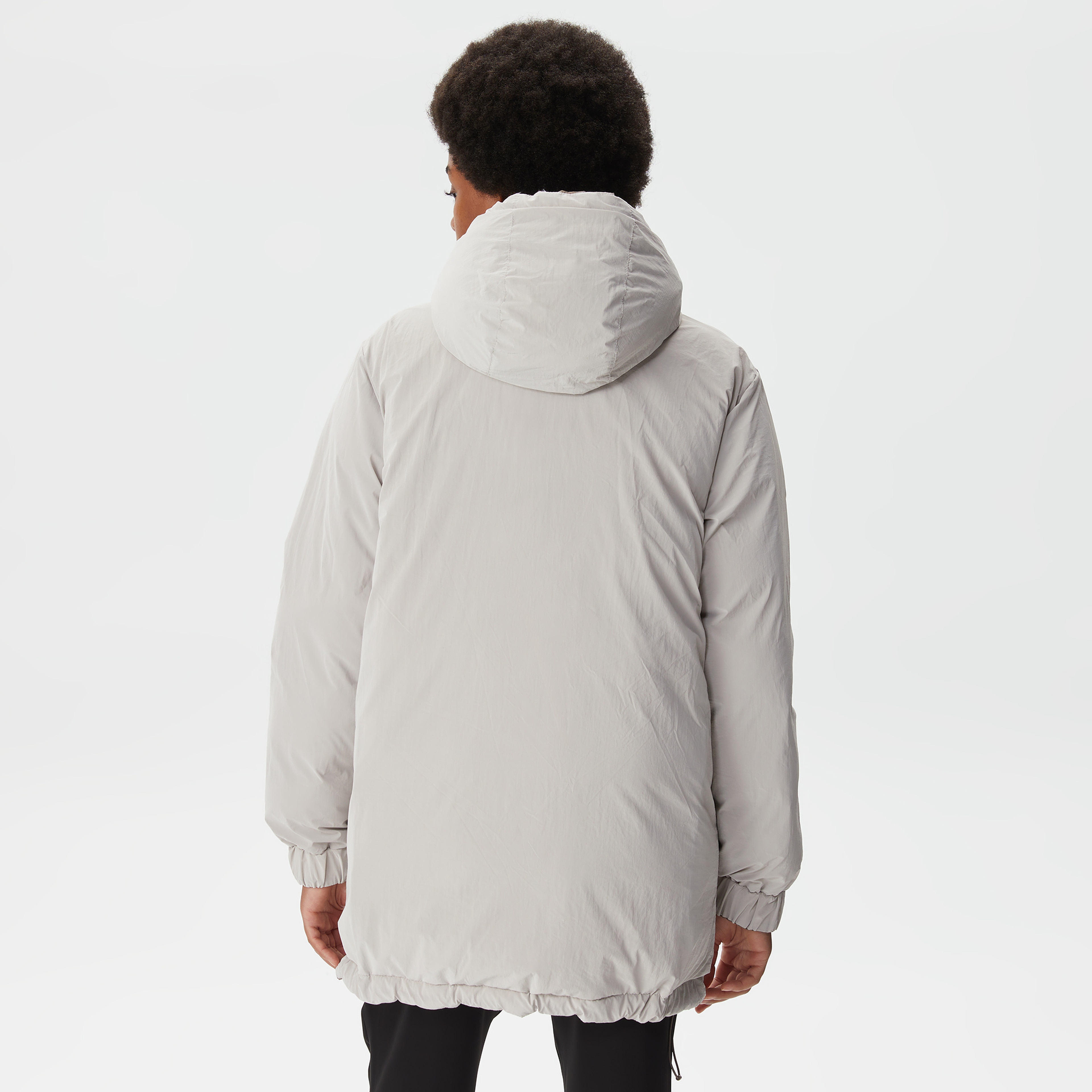 Kadın Kapüşonlu Çift Taraflı Beyaz Şişme Mont