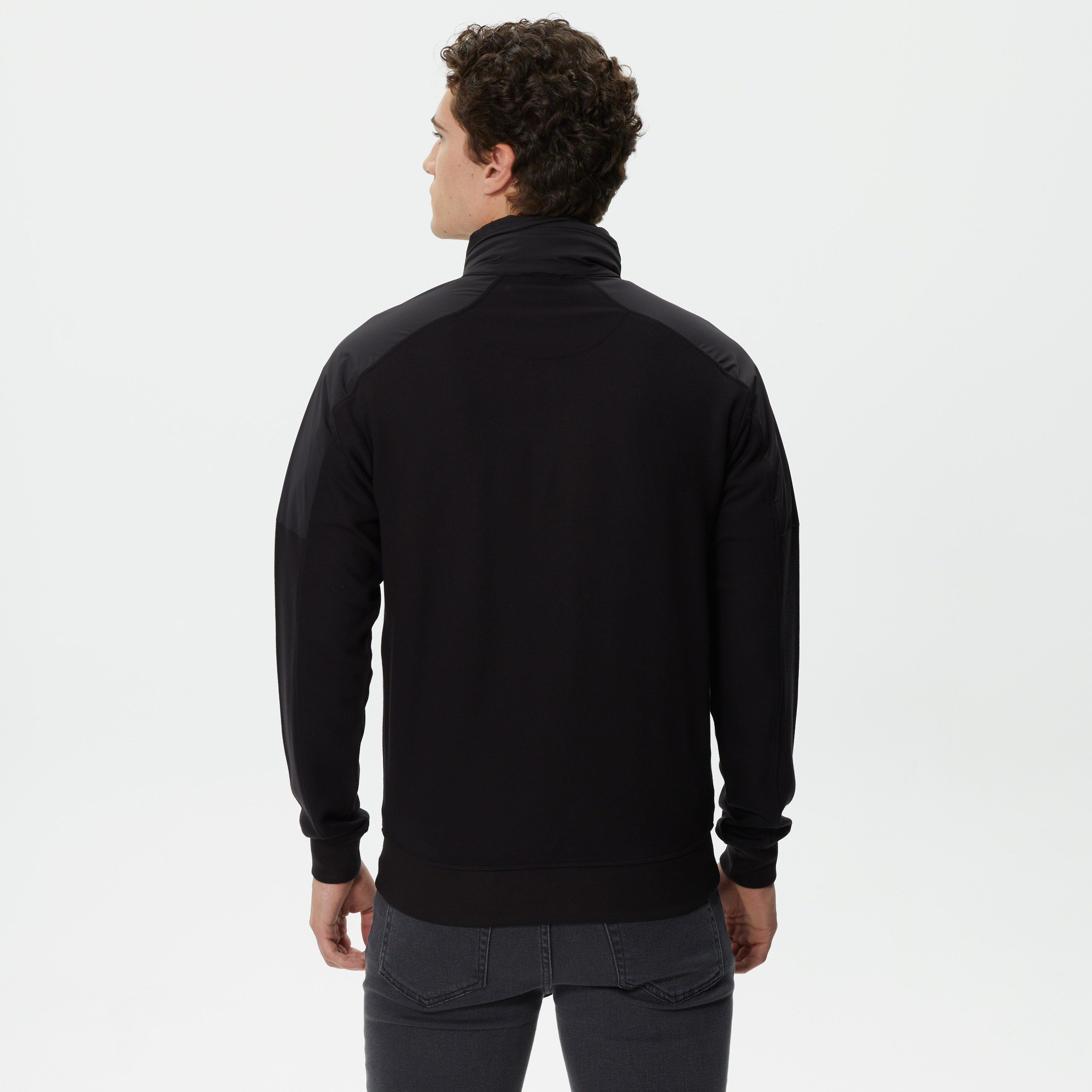 Erkek Regular Fit Fermuarlı Siyah Sweatshirt